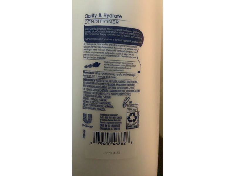 Dove Nutritive Solutions Clarify And Hydrate Conditioner, 20.4 fl oz / 603 ml