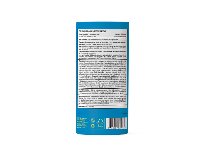Attitude Natural Care Kids Sunly Mineral Sunscreen Stick, SPF 30, 2.1 oz/60 g
