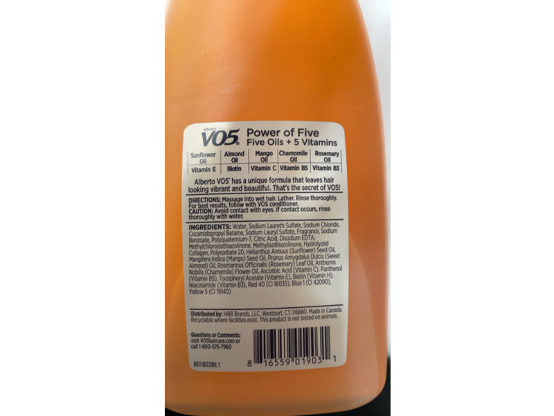 Alberto VO5 Extra Body Volumizing Shampoo, Power Of 5, 18 fl oz/532 mL
