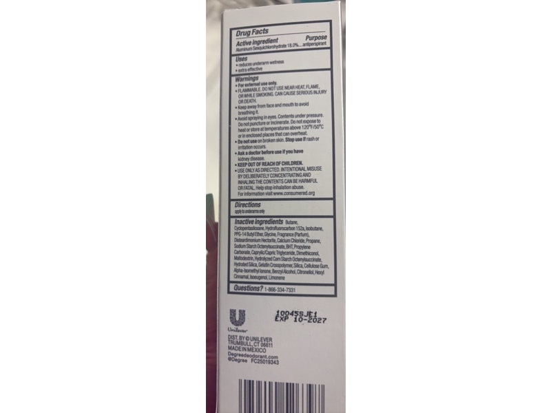Degree Clinical Antiperspirant Deodorant Ultra Dry Spray, 3.8 oz/107 g