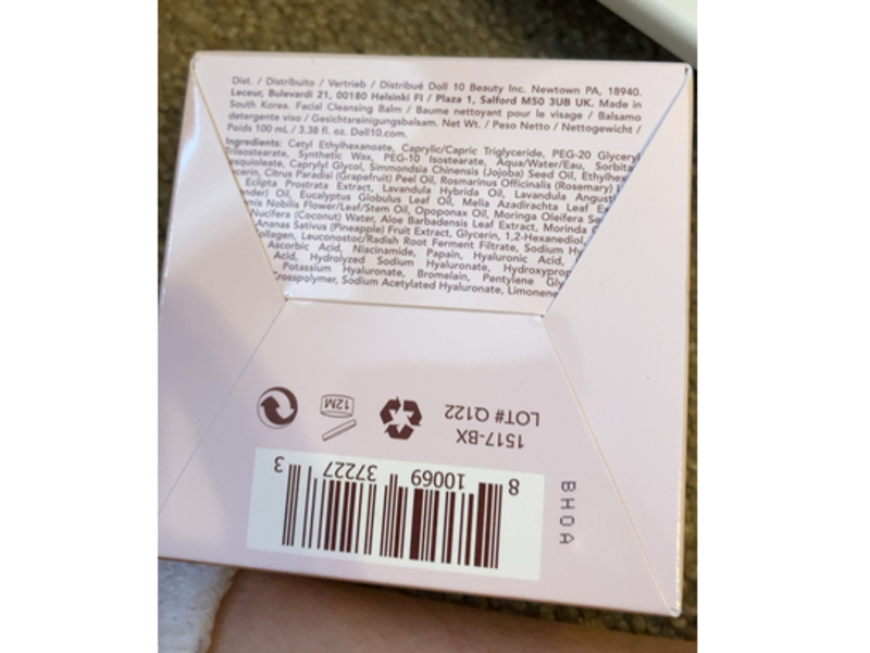 Doll 10 Overnight Facial Daily Dissolve Enzyme Cleansing Balm, 3.38 fl oz/100 mL