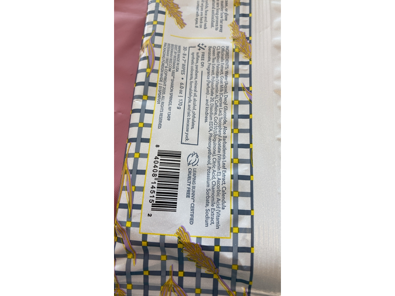 Beekman 1802 Facial Cleansing Wipes, Lavender, 30 Count, Pack Of 2