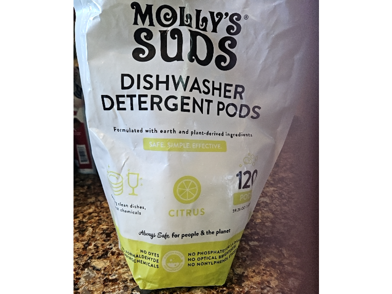 Molly's Suds Dishwasher Detergent Pods, Citrus, 59.26 oz/1.68 kg, 120 Count