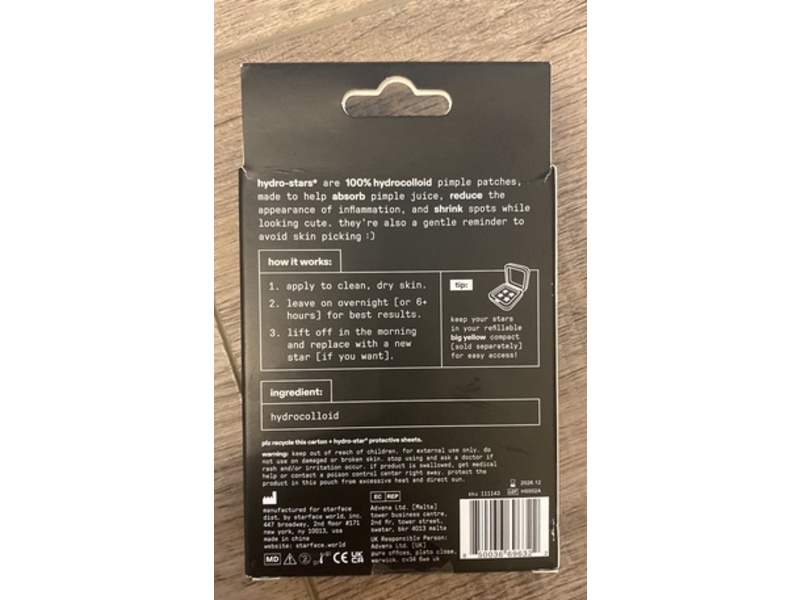 Starface Hydro-Star Pimple Patches, Black, 96 Count