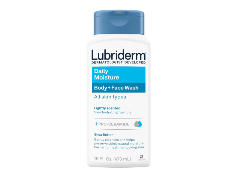 Lubriderm Daily Moisture Body + Face Wash, Shea Butter, 16 fl oz/ 473 mL