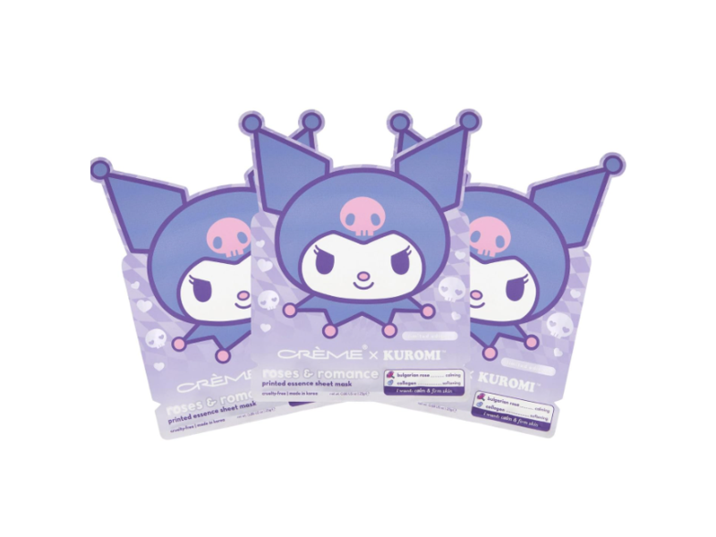 The Creme Shop X Kuromi Printed Essence Sheet Mask, Roses & Romance, 0.88 oz/25 g, Pack Of 3