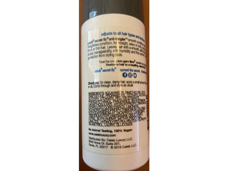 Celeb Luxury Gem Lites Secret Fix Anti-Tangler Styler, 3.4 fl oz/100 mL