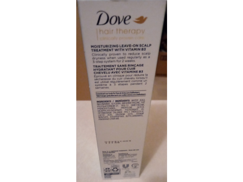 Dove Hair Therapy Dry Scalp Care Leave-On Scalp Treatment, Vitamin B3, 3.38 fl oz/100 mL