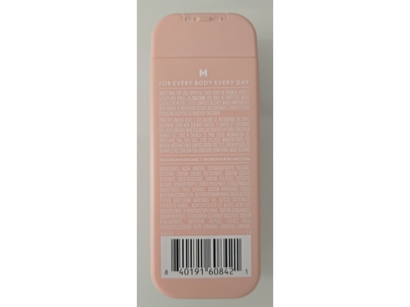 Monday Moisture Body Wash, 3 fl oz/90 mL, Pack Of 4