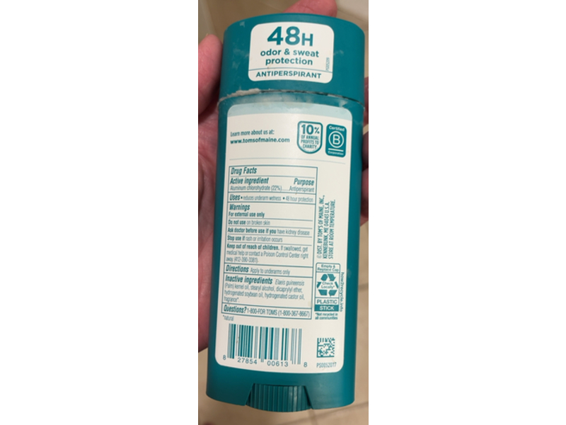 Tom's Of Maine Extra Effective Antiperspirant, Cucumber Aloe Scent, 3.25 oz/92 g