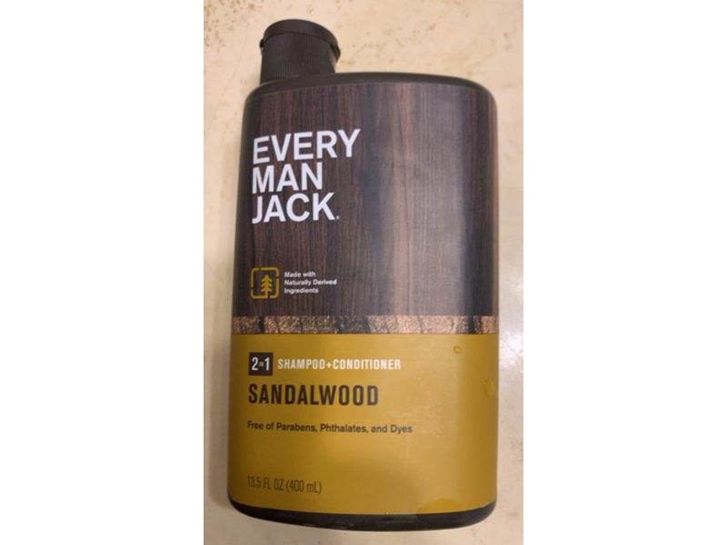 Every Man Jack 2 In 1 Shampoo + Conditioner, Sandalwood, 13.5 fl oz/400 mL