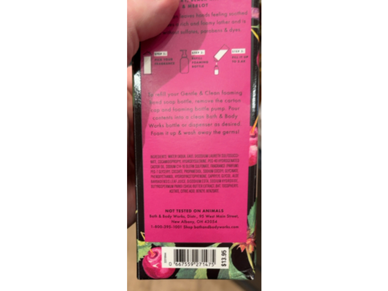 Bath & Body Works Gentle & Clean Foaming Hand Soap Refill, Black Cherry Merlot, 32 fl oz/946 mL