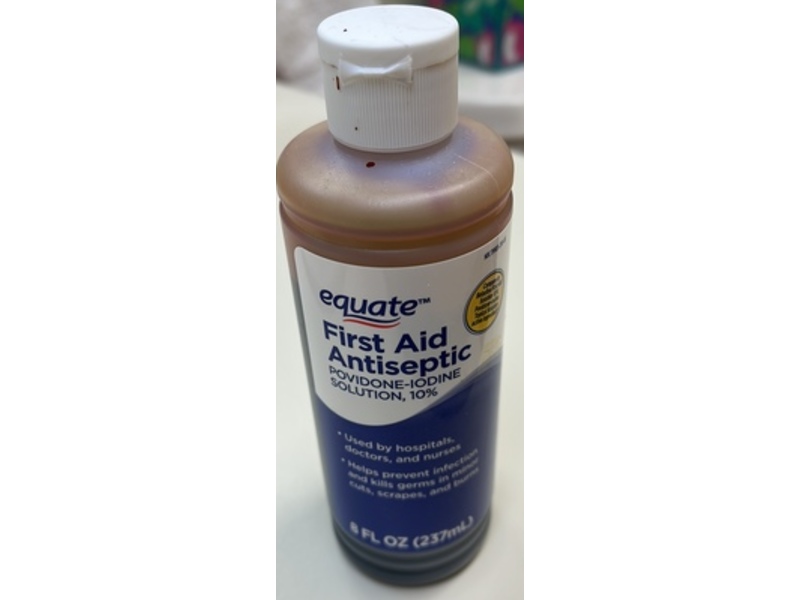 Equate First Aid Antiseptic Povidone-Iodine Solution, 10%, 8 fl oz/ 237 mL