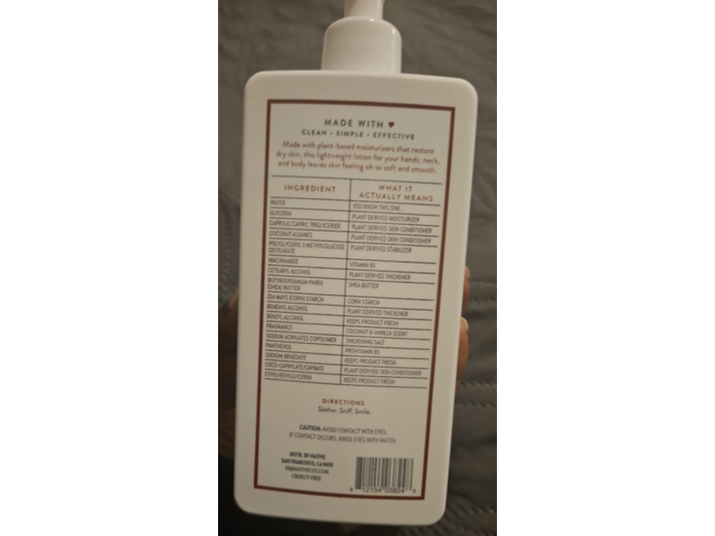 Native Moisturizing Lotion, Coconut & Vanilla, 16.5 fl oz/487 mL