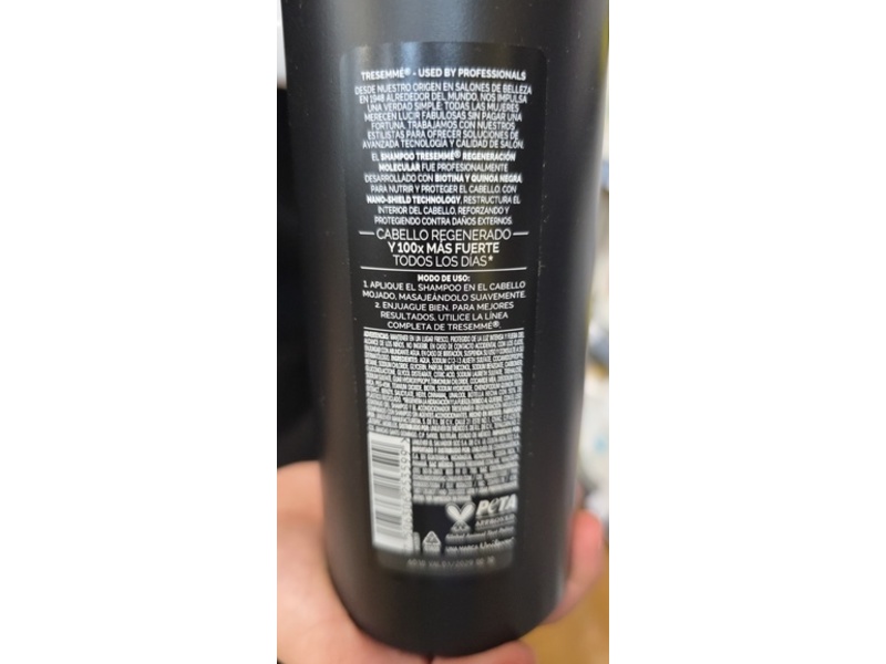 TRESemme Regeneracion Molecular Shampoo, Biotin & Quinoa Negra Nano-Sheild Technology, 715 mL