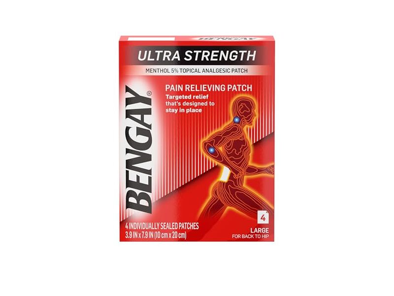 Bengay Ultra Strength Pain Relief Patches, Menthol 5%, 4 Count