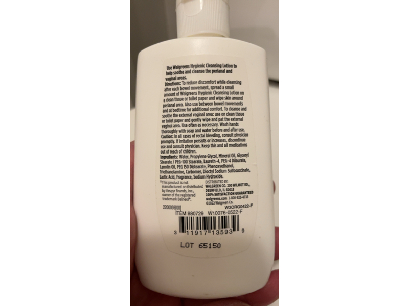 Walgreens Hygienic Soothing Relief Cleansing Lotion, 3 fl oz/89 mL