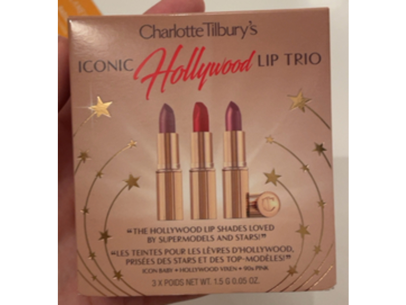 Charlotte Tilbury's Iconic Hollywood Lip Trio, Icon Baby + Hollywood Vixen + 90s Pink, 0.05 oz/1.5 g