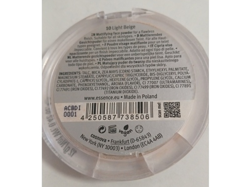 Essence Mattifying Compact Powder, 10 Light Beige, 0.42 oz/12 g