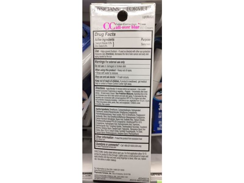 Physicians Formula Super CC Color-Correction Plus Care SPF 30, Light Medium, 1 oz