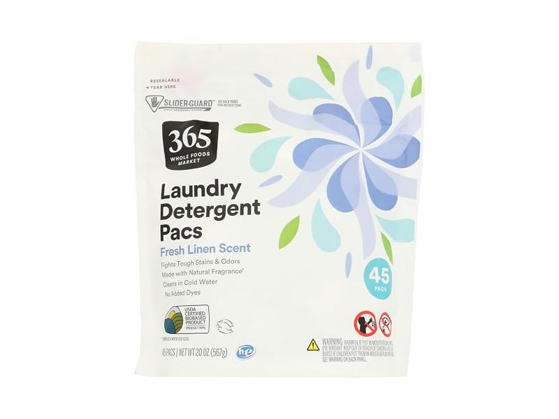 365 By Whole Foods Market Laundry Detergent Pacs, Fresh Linen Scent, 20 oz/567 g, 45 Count