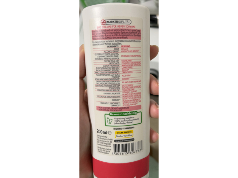 Rossmann Alterra Natural Moisturizing Conditioner, Organic Pomegranate, 200 mL