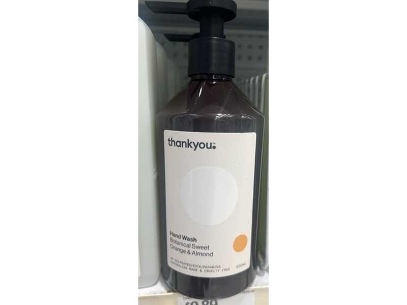 Thankyou Handwash, Botanical Sweet Orange & Almond, 500 mL