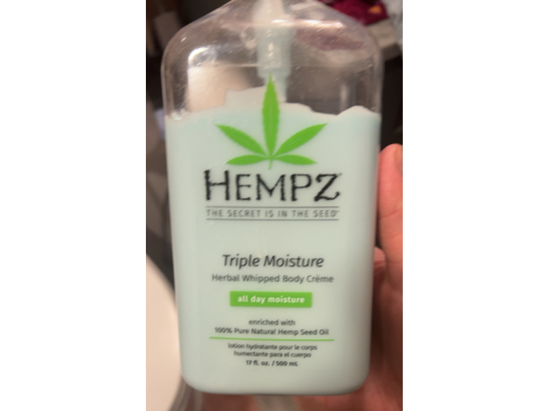 Hempz Triple Moisture Herbal Whipped Body Creme, Hemp Seed Oil, 17 fl oz/500 mL