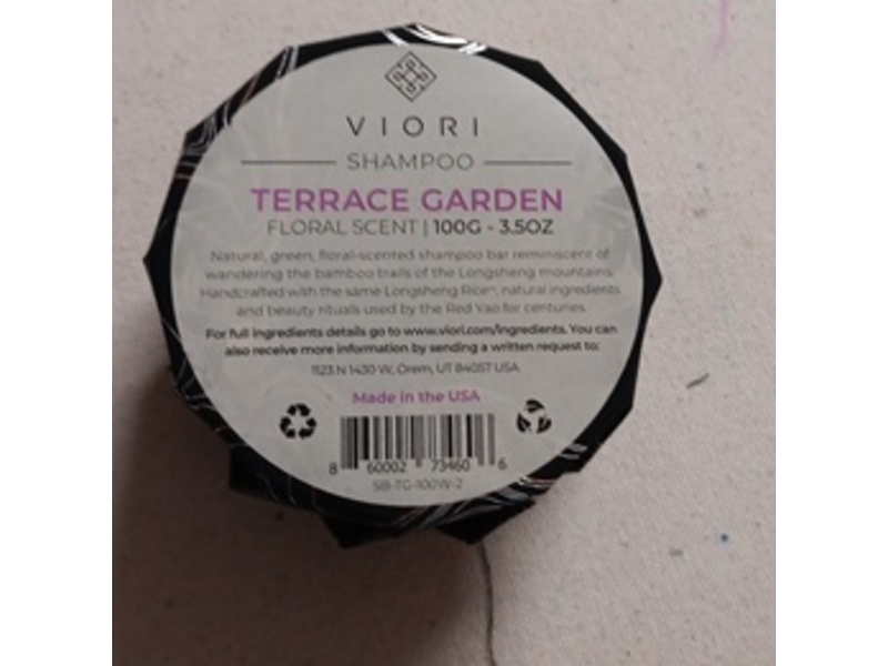 Viori Shampoo Bar, Terrace Garden Floral Scent, 3.5 oz/100 g