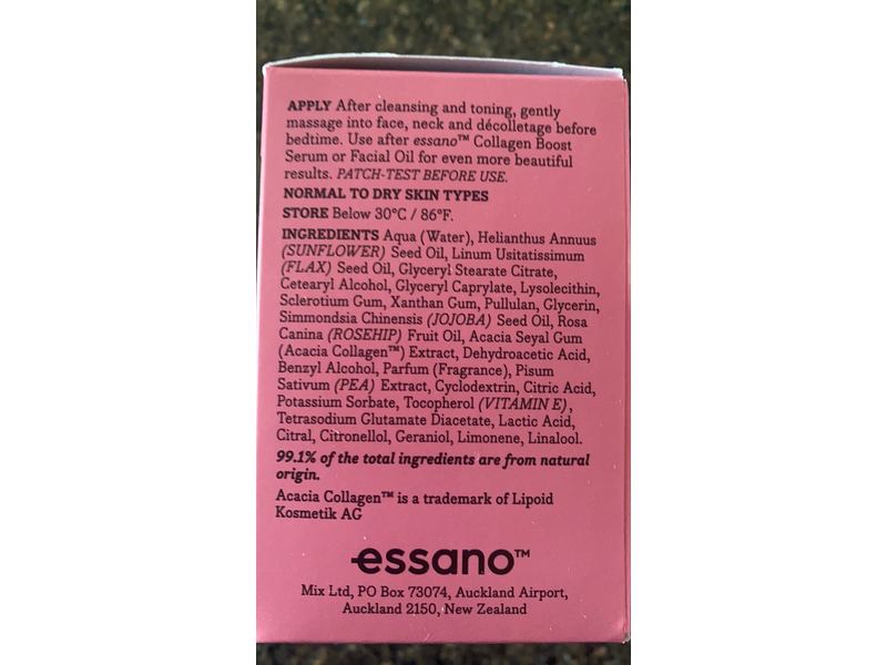 Essano Collagen Boost Night Creme, 1.70 fl oz/50 g