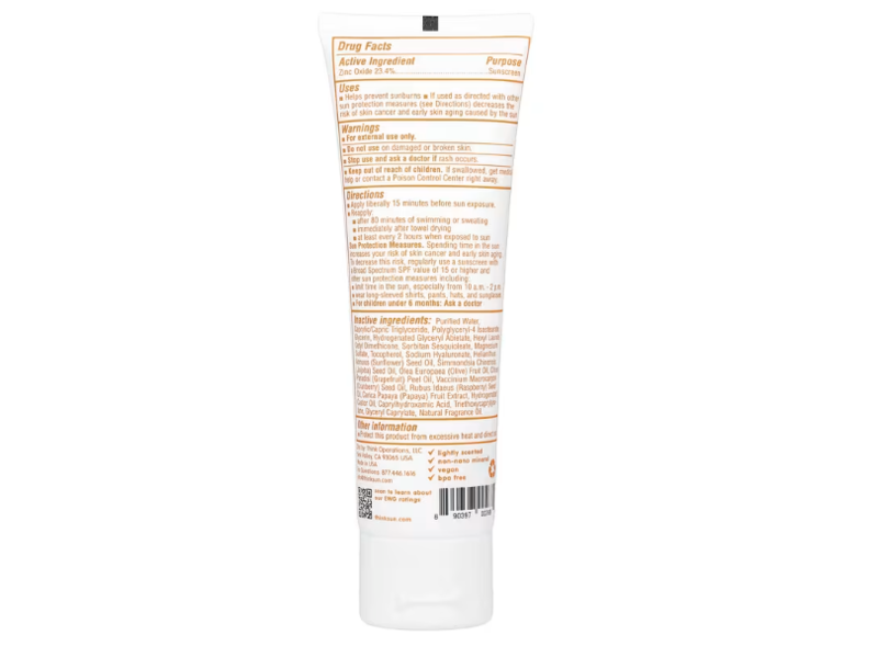 Thinkbaby Safe Sunscreen Lotion, Zinc Oxide, SPF 50, 3 fl oz/89 mL