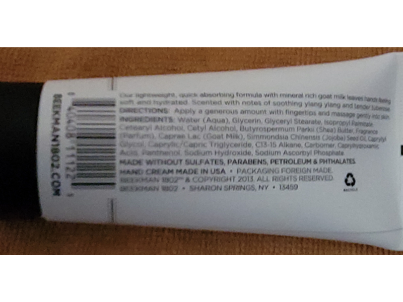 Beekman 1802 Goat Mil Hand Cream, Ylang Ylang & Tubrose, 2 oz/59 mL