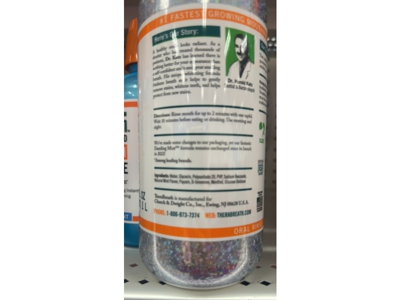 TheraBreath Whitening Oral Rinse, Dazzling Mint, 33.8 fl oz/1.05 L