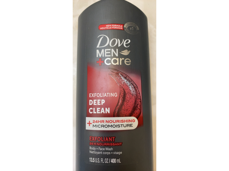 Dove Men + Care Exfoliating Deep Clean Body + Face Wash, 13.5 fl oz/400 mL