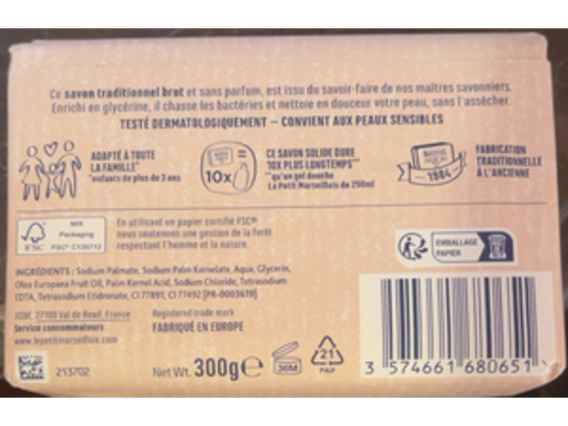 Le Petit Marseillais Sans Parfum Mains & Corps Bar Soap, 300 g