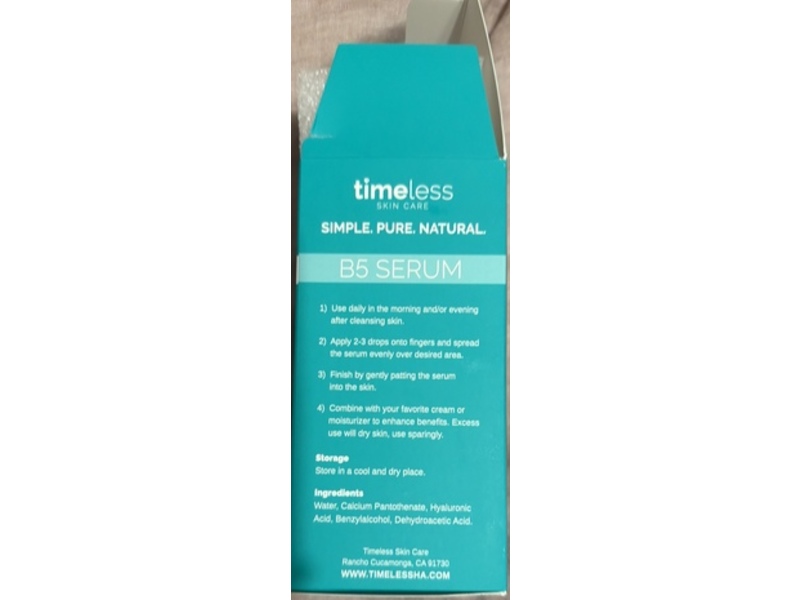 Timeless Skin Care Vitamin B5 Serum, Hyaluronic Acid, 4 fl oz/120 mL