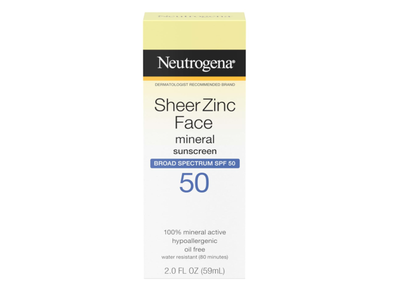 Neutrogena Sheer Zinc Face Dry-Touch Sunscreen, SPF 50, 2.0 fl oz/59 mL