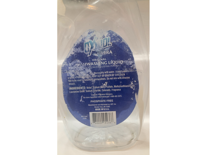 Oxydol Ultra Dishwashing Liquid, Original, 30 fl oz/887 mL