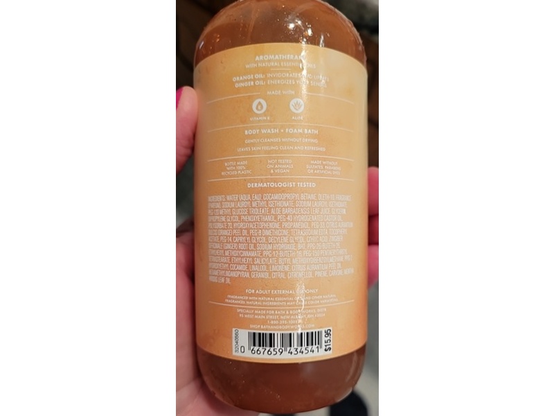 Bath & Body Works Body Wash + Foam Bath, Energy, Orange + Ginger Oil, 10 fl oz/295 mL