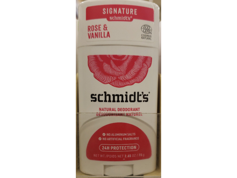 Schmidt's Signature Natural Deodrant, Rose & Vanilla, 2.65 oz/75g