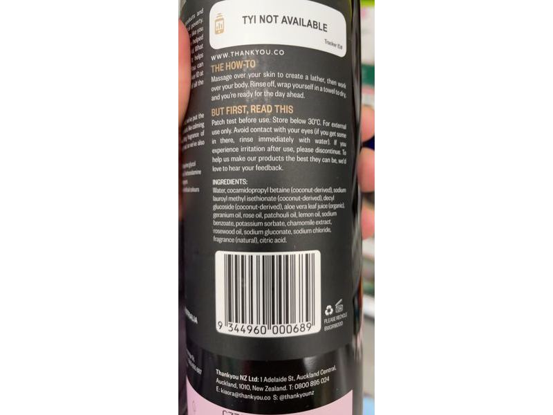 Thankyou Body Wash, Botanical Geranium & Rosewood, 500 mL