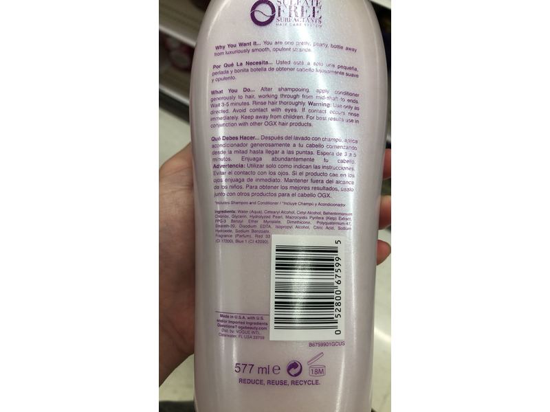 Ogx Smoothing Conditioner, Liquid Pearl, 19.5 fl oz/577 mL
