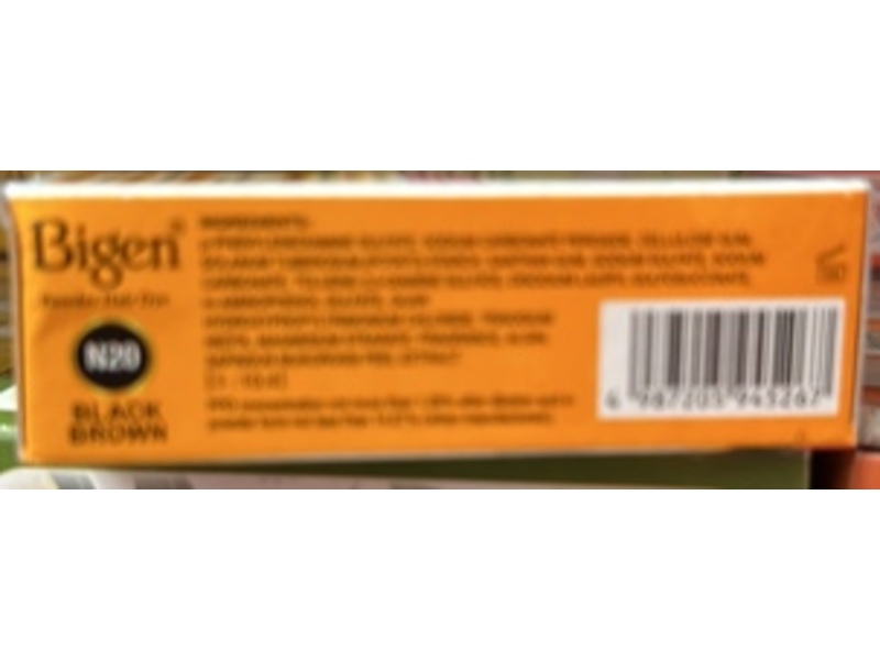 Bigen Powder Hair Dye, N20 Black Brown, 0.21 oz/6 g