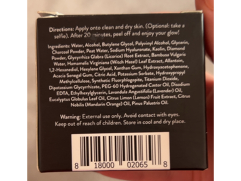 Peach Slices Clarifying Shimmer Peel-Off Mask, Charcoal Crystal, 1.76 oz/50 g