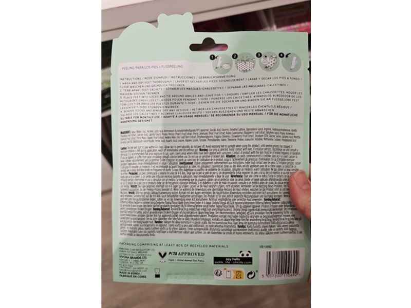 Oh K! Jelly Foot Peel, Strawberry & Mint, 0.70 oz/20 g