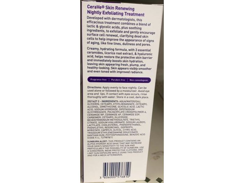 CeraVe Skin Renewing Nightly Exfoliating Treatment, 1.7 fl oz/50 mL