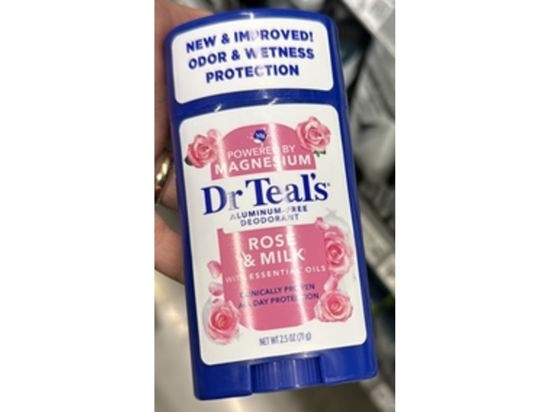 Dr Teal's Deodorant, Rose & Milk, 2.5 oz/71 g