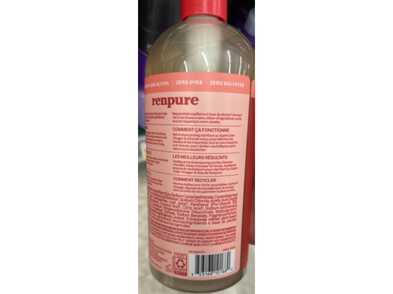Renpure Clarifying Shampoo, Apple Cider Vinegar & Aloe, 24 fl oz/710 mL