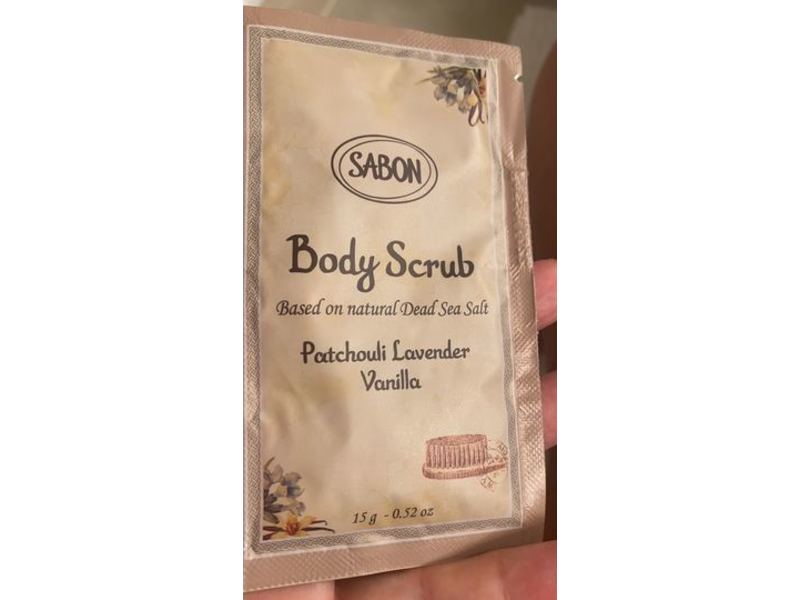 Sabon Body Scrub, Patchouli Lavendar Vanilla, 0.52 oz/15 g