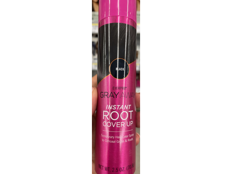 Everpro Gray Away Instant Root Cover Up Temporary Hair Color Spray, Black, 2.5 oz/70.8 g